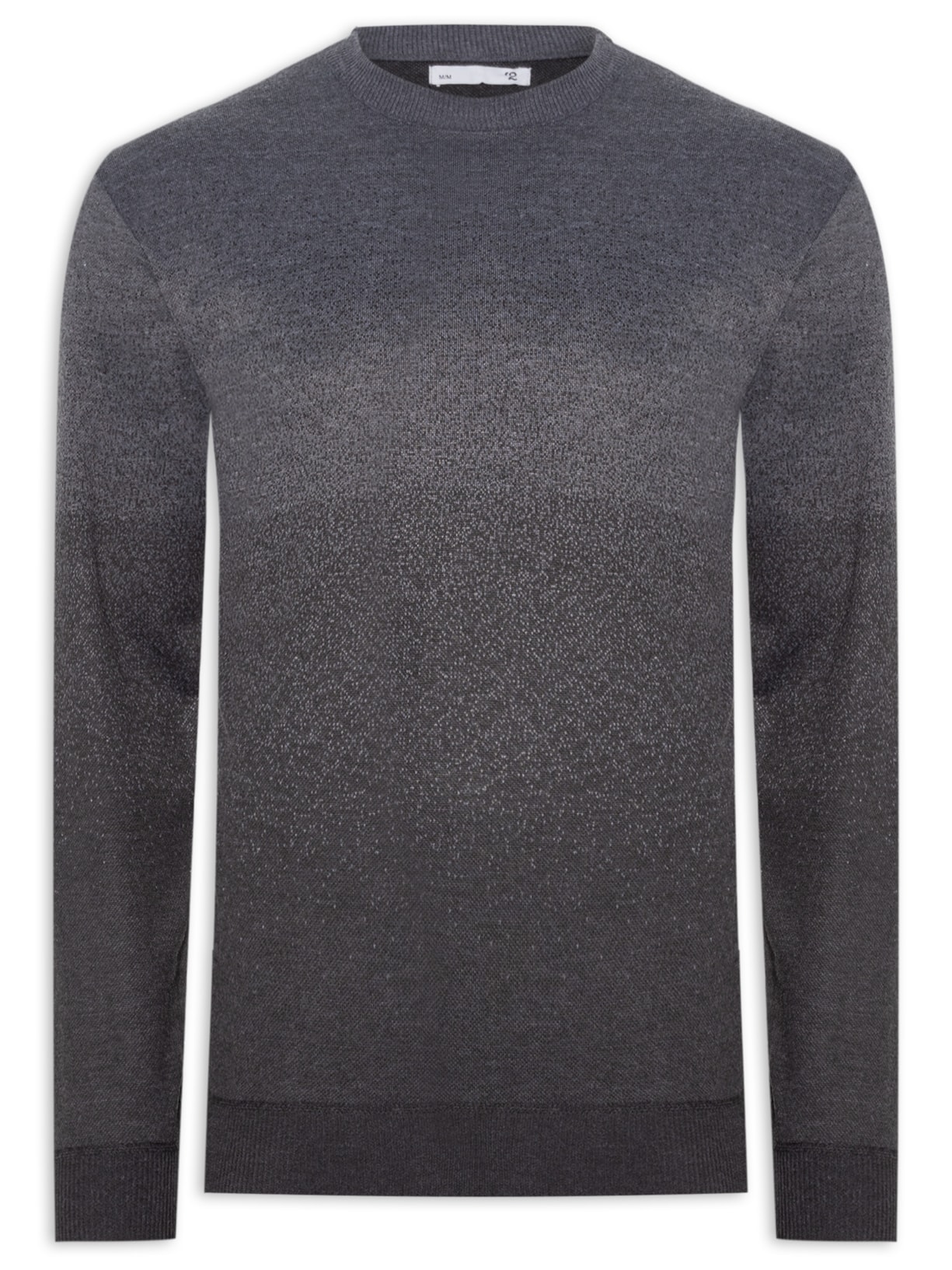 Suéter Masculino Gola Redonda Bicolor - Preto