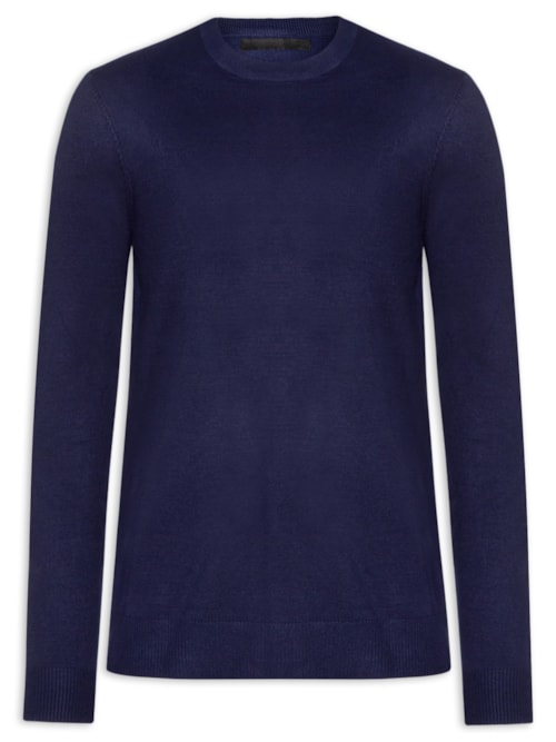 Suéter Masculino Gola Redonda Casual - Azul