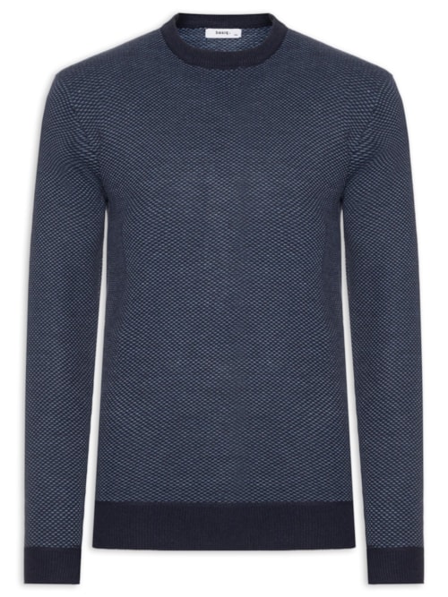 Suéter Masculino Gola Redonda Casual - Azul