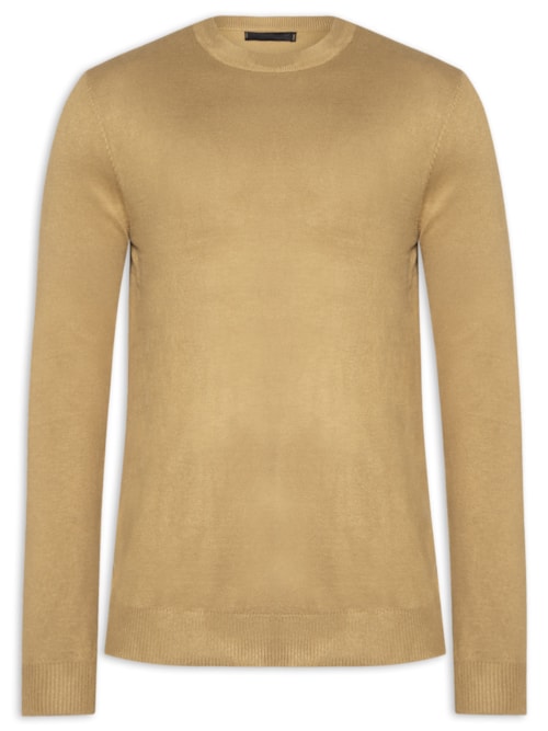 Suéter Masculino Gola Redonda Casual - Bege