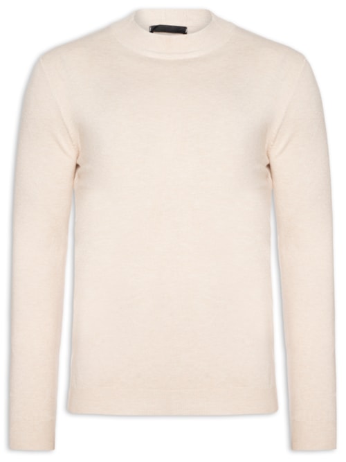 Suéter Masculino Gola Redonda Casual - Bege