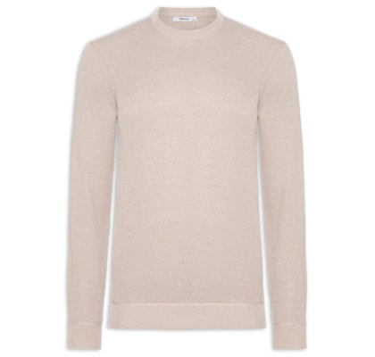 Suéter Masculino Gola Redonda Casual - Bege