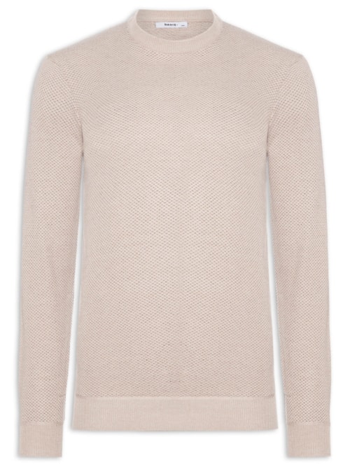 Suéter Masculino Gola Redonda Casual - Bege