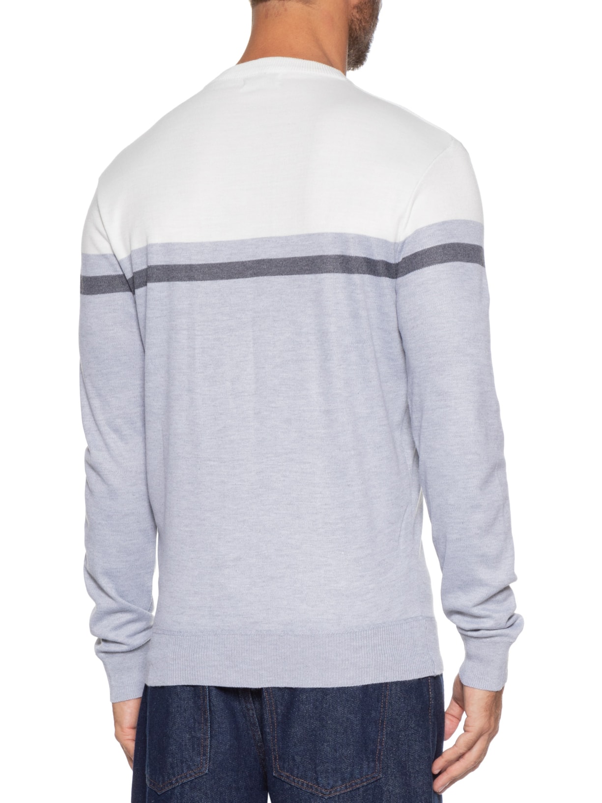 Suéter Masculino Gola Redonda Casual Cinza Basiq Men