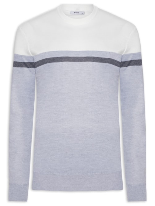Suéter Masculino Gola Redonda Casual - Cinza