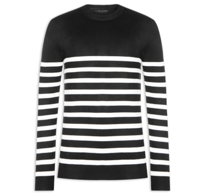 Suéter Masculino Gola Redonda Casual - Preto