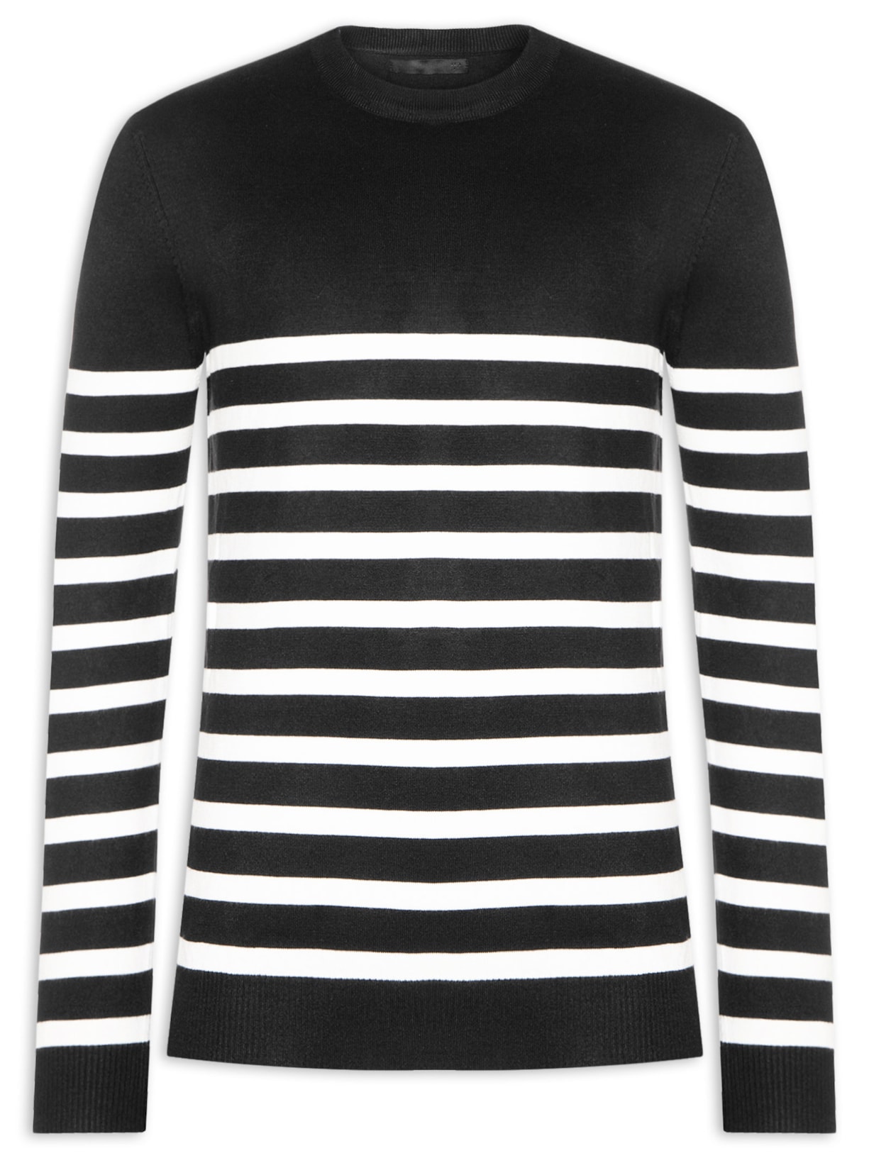 Suéter Masculino Gola Redonda Casual - Preto