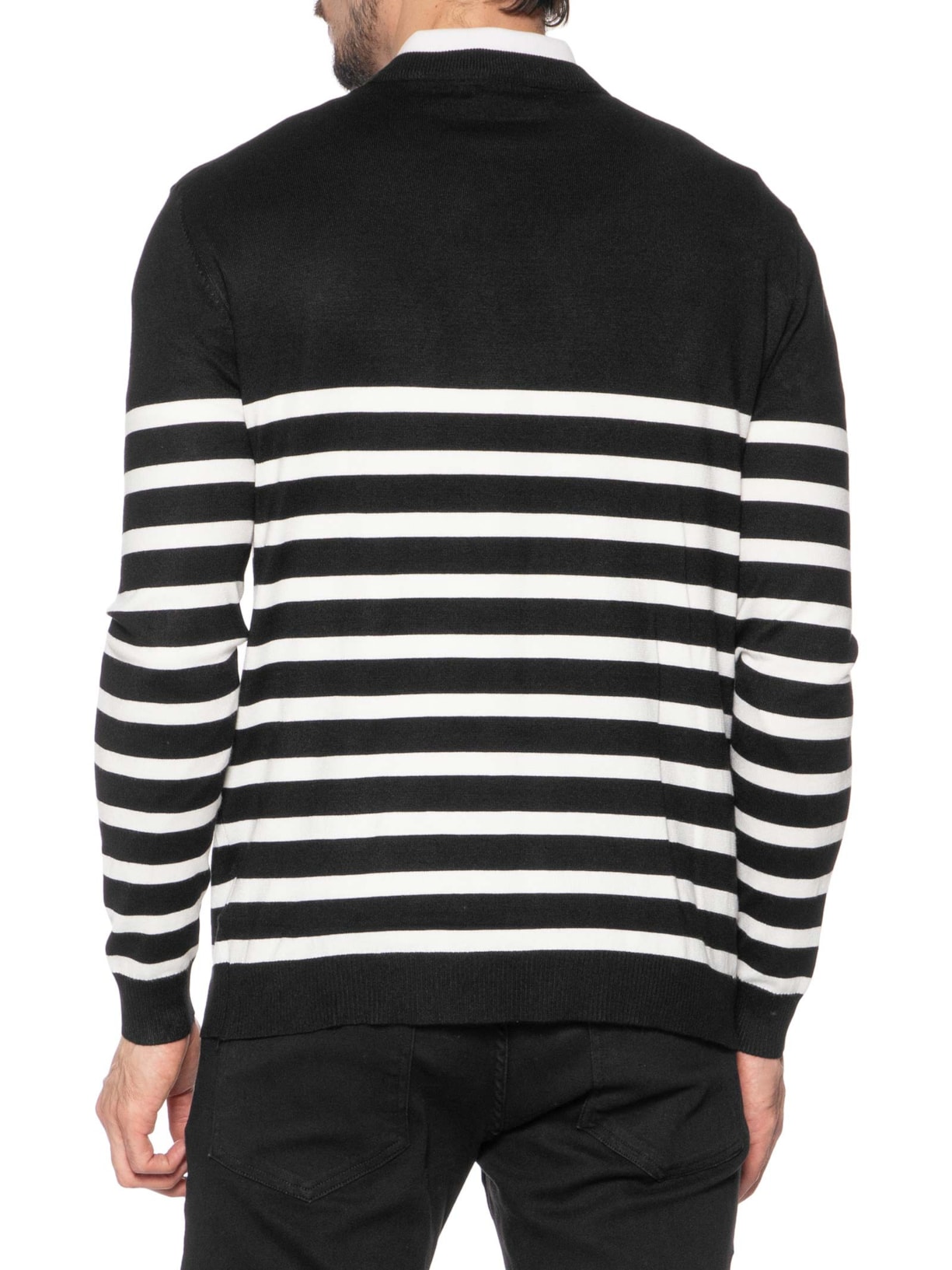 Suéter Masculino Gola Redonda Casual Preto '2 Essential