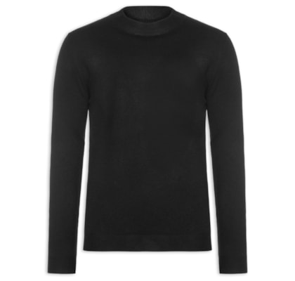 Suéter Masculino Gola Redonda Casual - Preto
