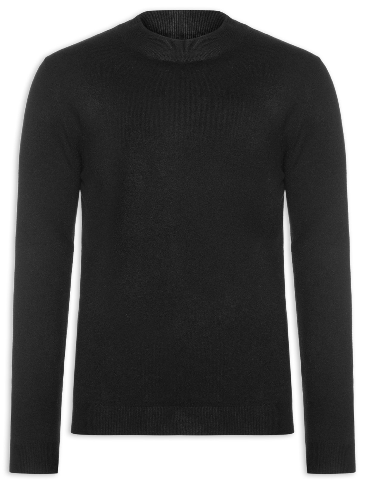 Suéter Masculino Gola Redonda Casual - Preto