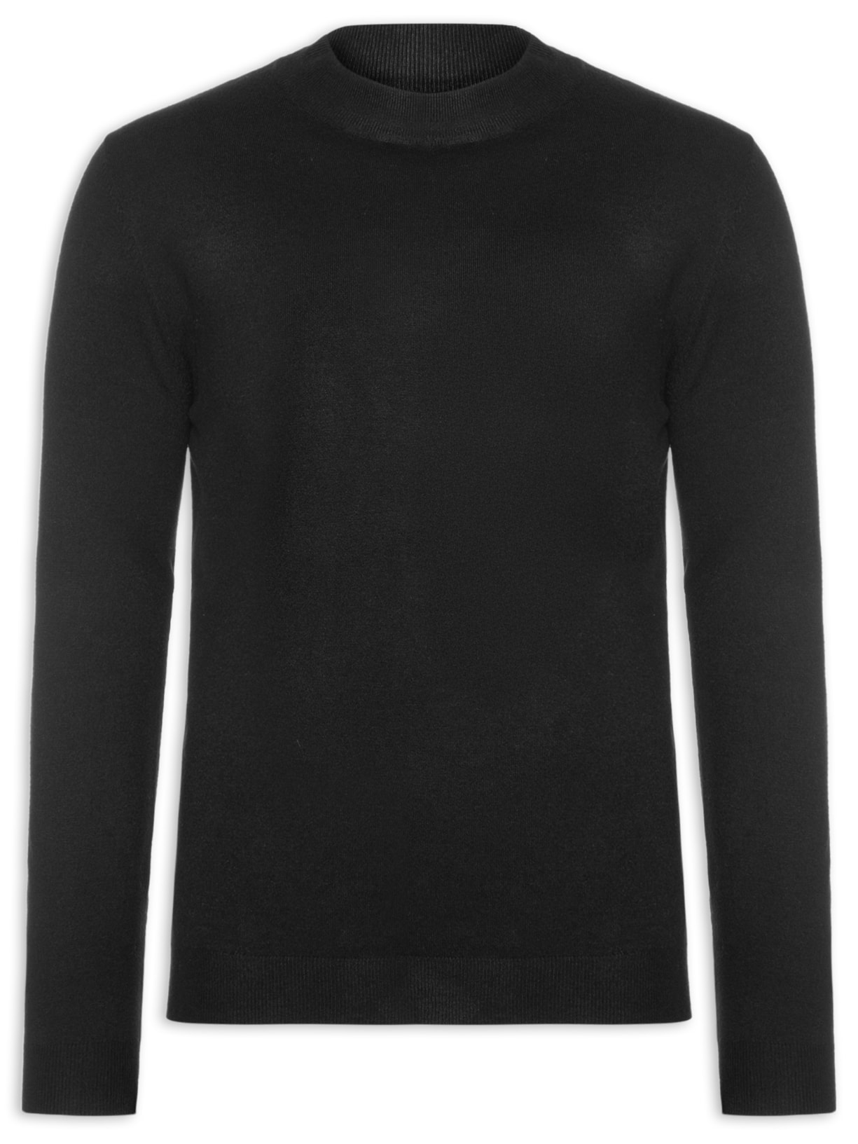 Suéter Masculino Gola Redonda Casual - Preto