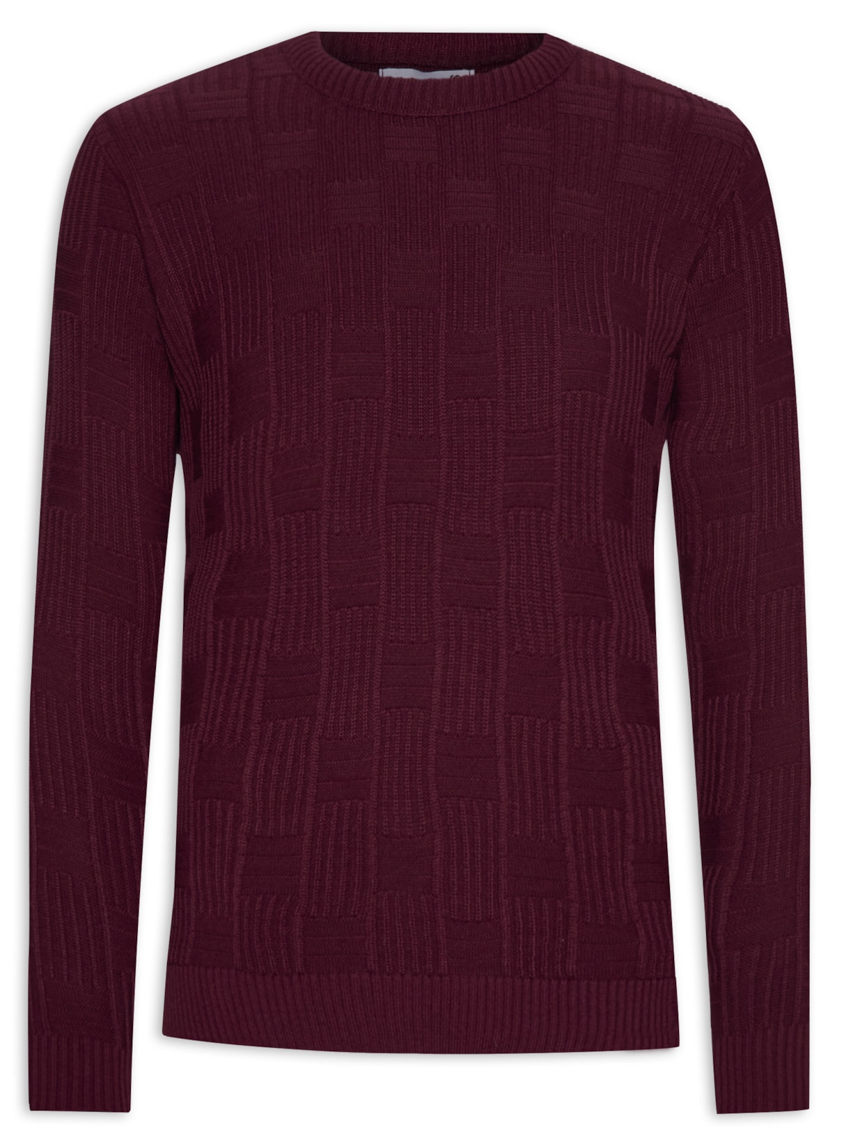 Suéter Masculino Gola Redonda Com Texturas - Vinho