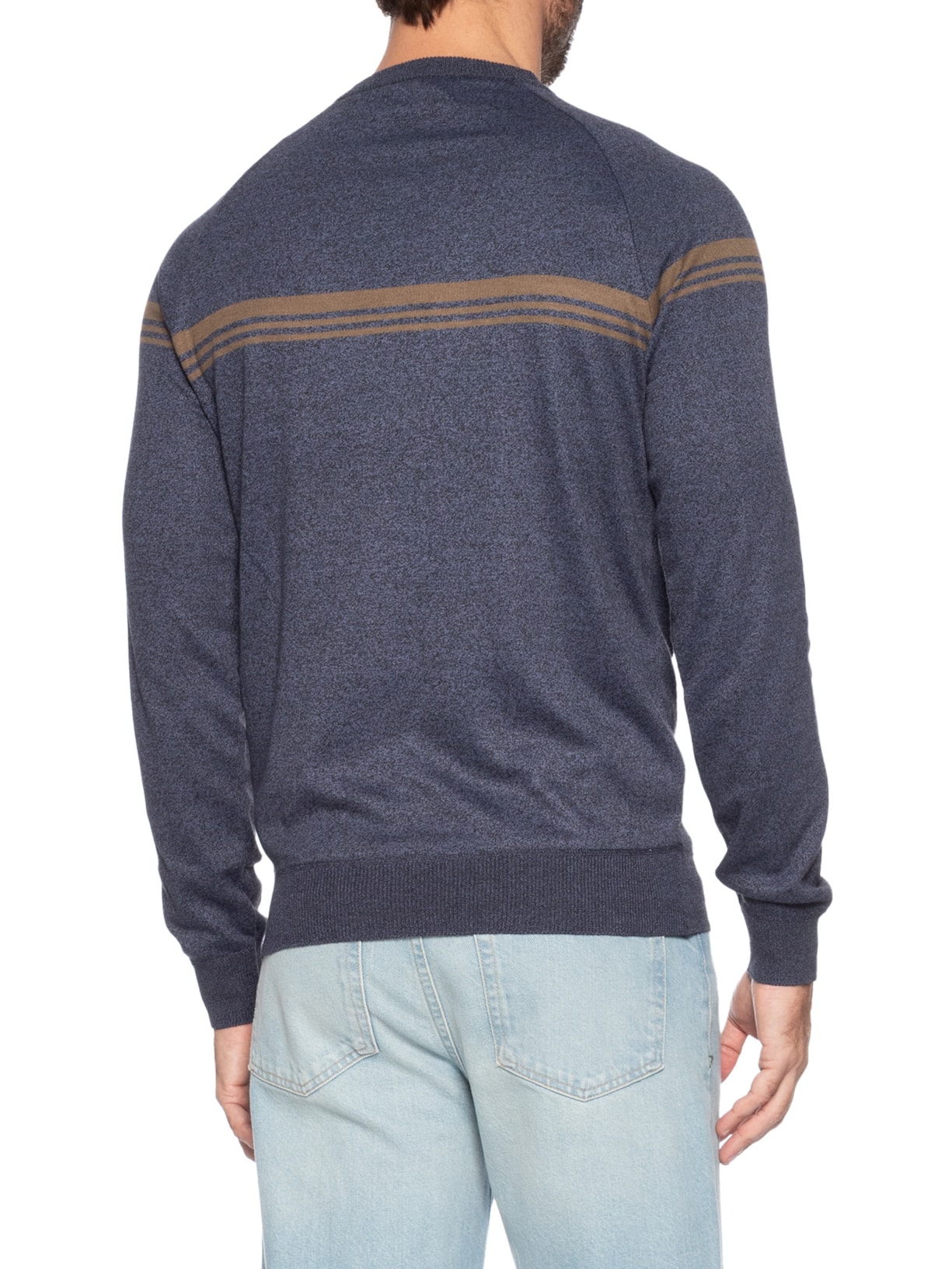 Suéter Masculino Gola Redonda Lista Centralizada Azul '2 Essential