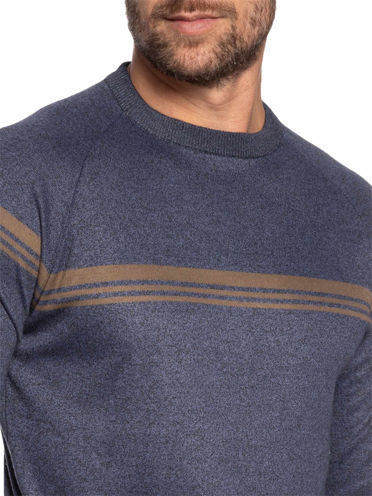 Suéter Masculino Gola Redonda Lista Centralizada Azul '2 Essential