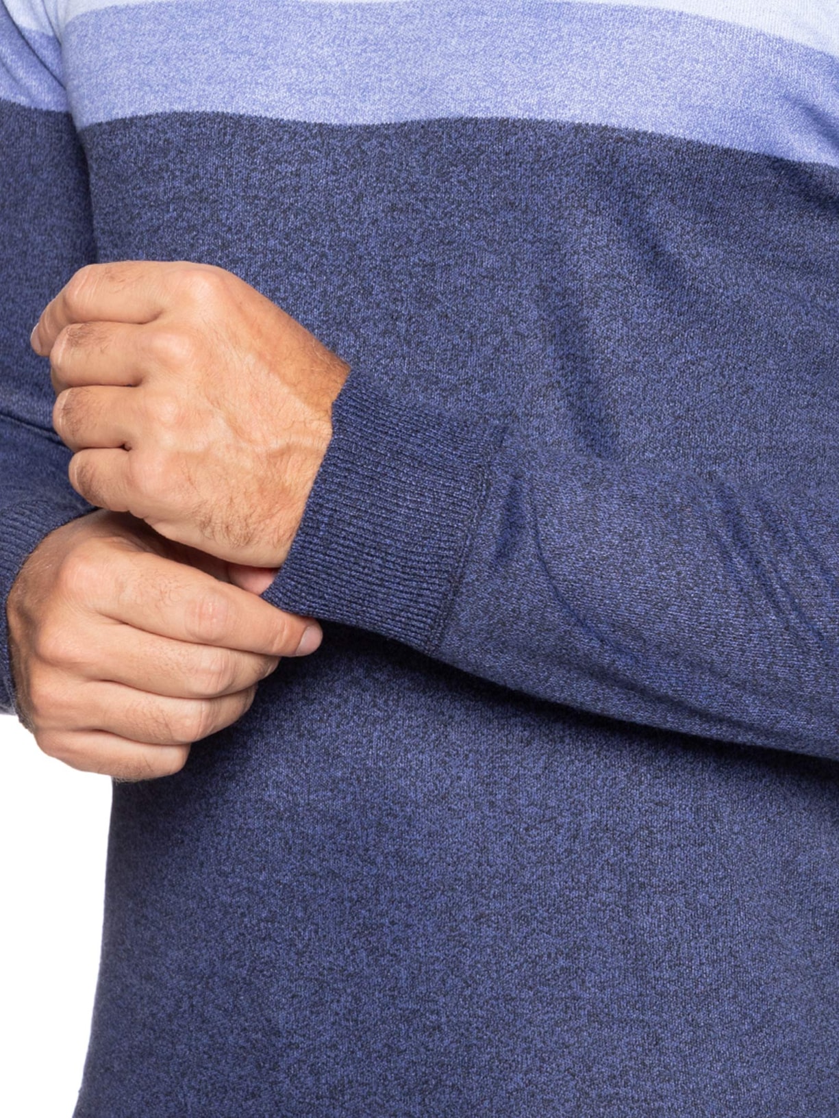 Suéter Masculino Gola Redonda Listra Azul '2 Essential