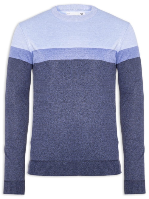 Suéter Masculino Gola Redonda Listra - Azul