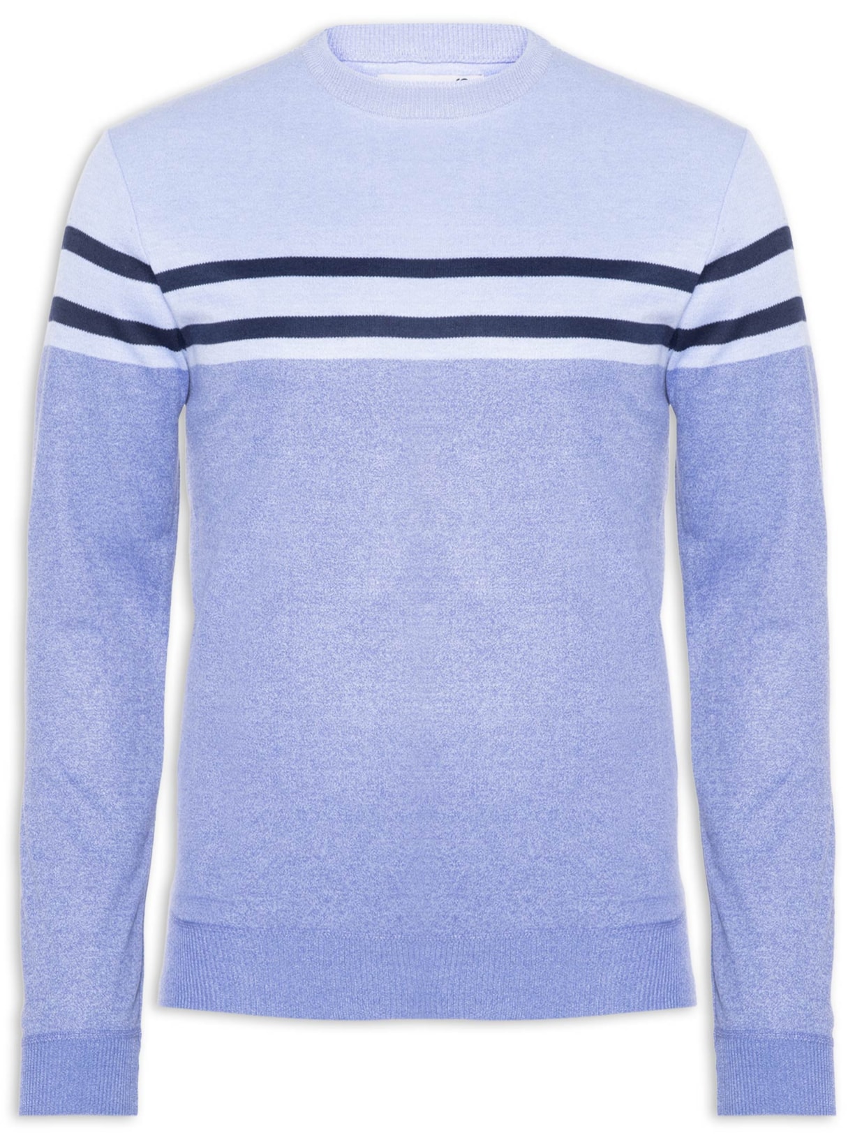 Suéter Masculino Gola Redonda Listra Azul '2 Essential
