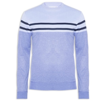 Suéter Masculino Gola Redonda Listra - Azul