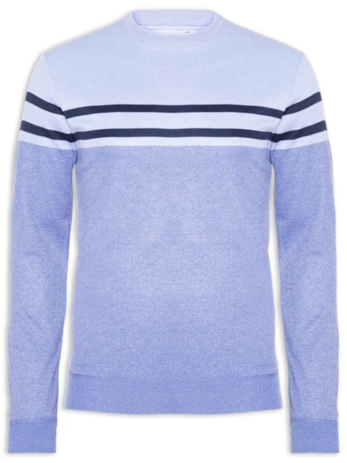 Suéter Masculino Gola Redonda Listra - Azul