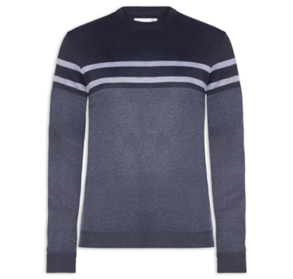 Suéter Masculino Gola Redonda Listra - Azul