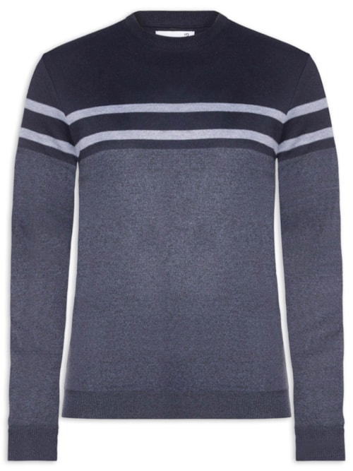 Suéter Masculino Gola Redonda Listra - Azul