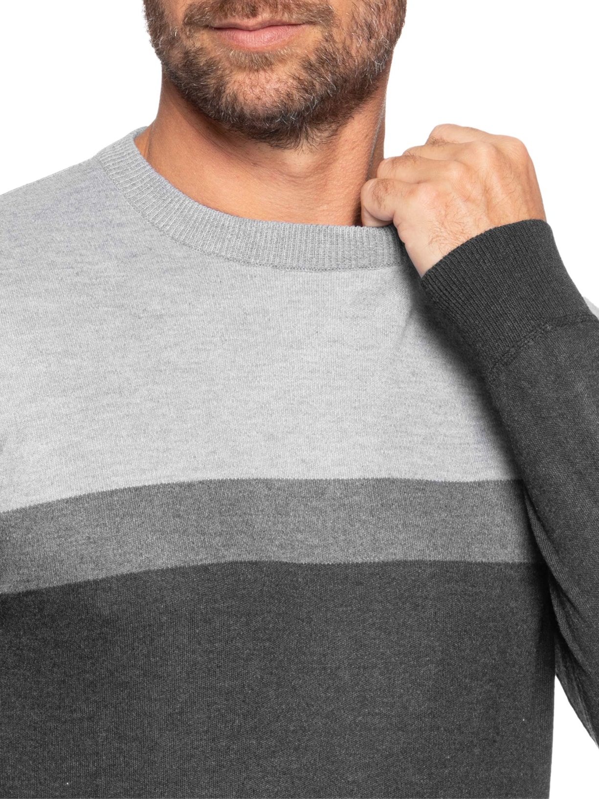 Suéter Masculino Gola Redonda Listra Preto '2 Essential