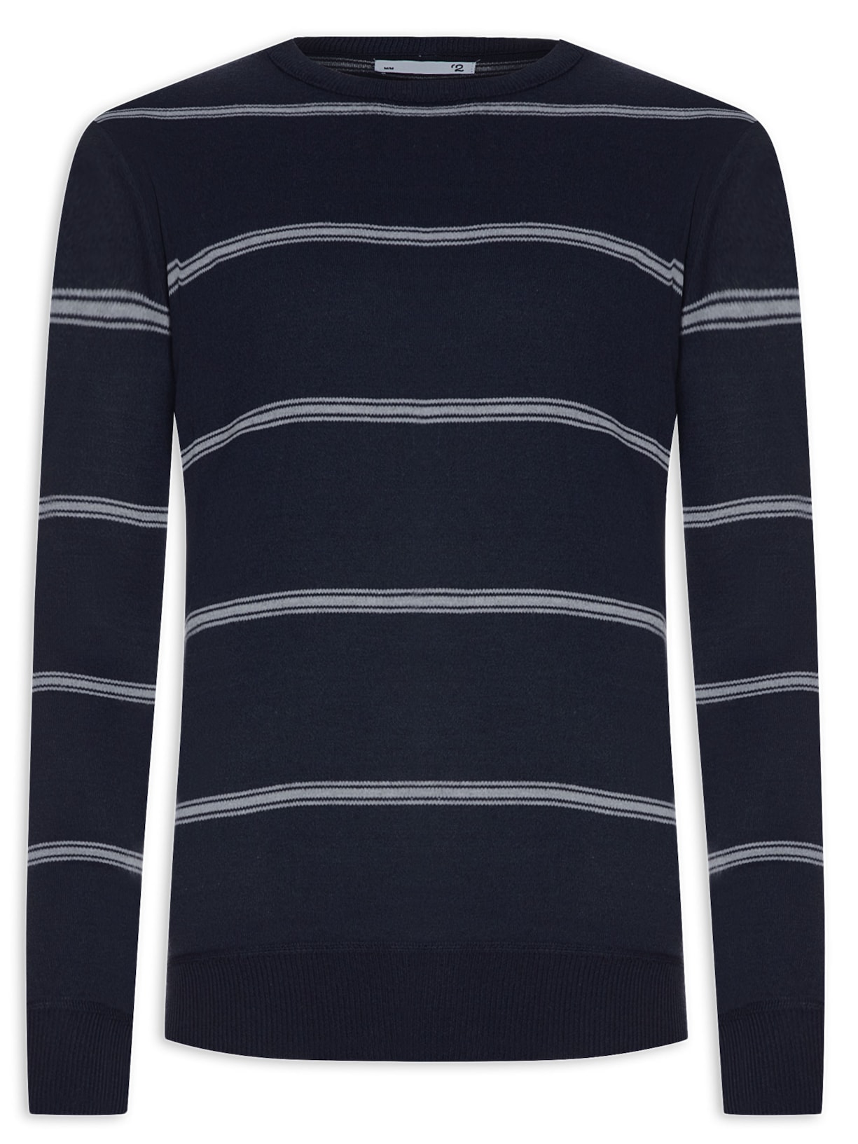 Suéter Masculino Gola Redonda Listrado - Azul