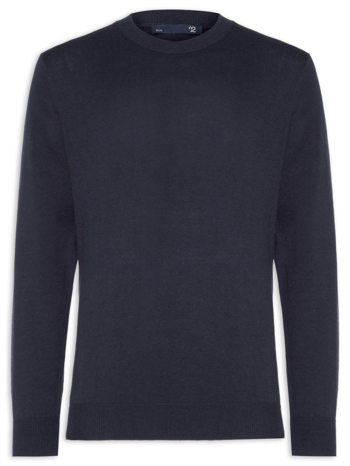 Suéter Masculino Gola Redonda Manga Longa Algodão Pima com Cashmere  Azul '2 Essential