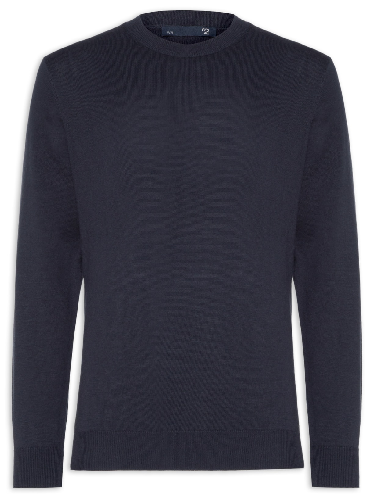 Suéter Masculino Gola Redonda Manga Longa Algodão Pima com Cashmere - Azul