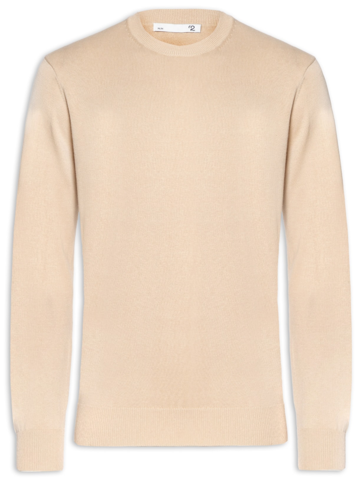 Suéter Masculino Gola Redonda Manga Longa Algodão Pima com Cashmere Bege '2 Essential