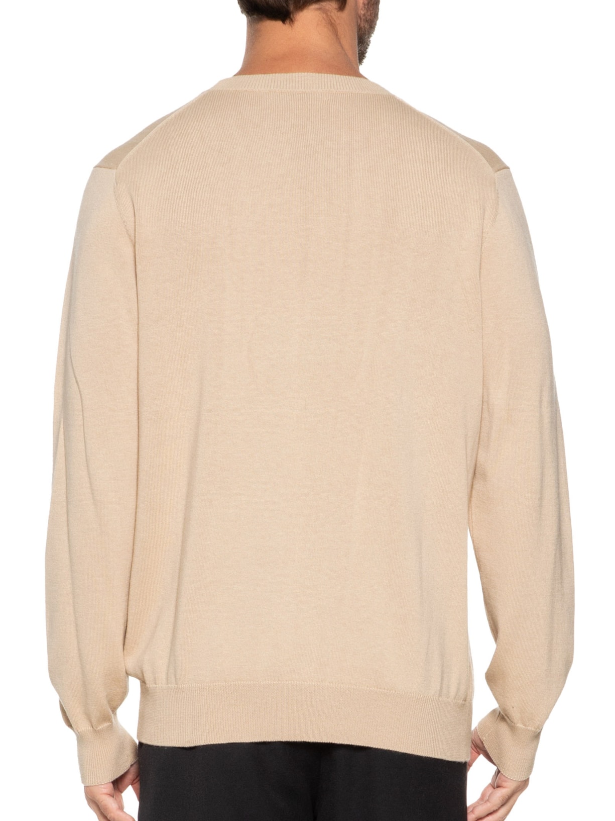 Suéter Masculino Gola Redonda Manga Longa Algodão Pima com Cashmere Bege '2 Essential