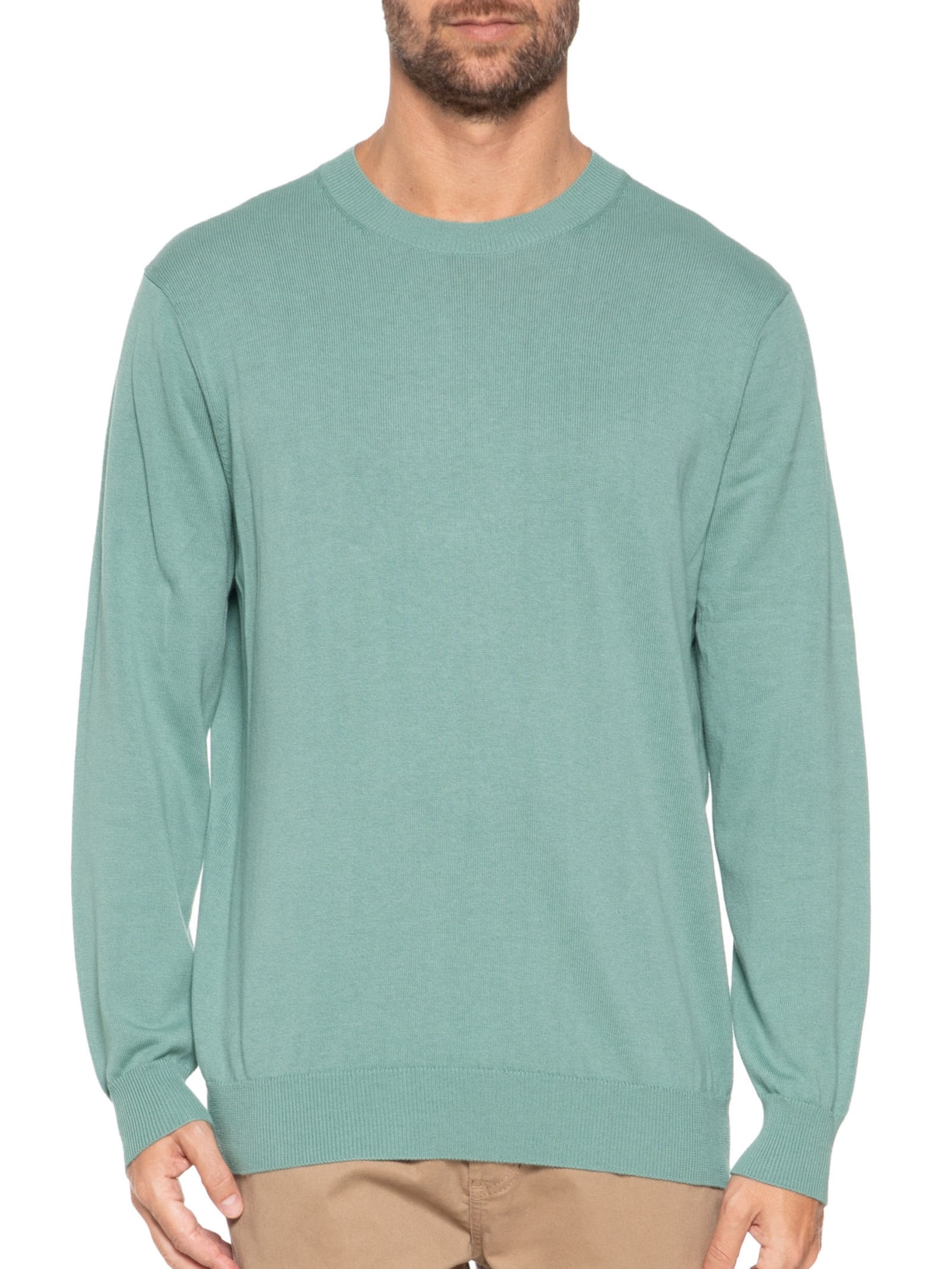 Suéter Masculino Gola Redonda Manga Longa Algodão Pima Com Cashmere Verde '2 Essential