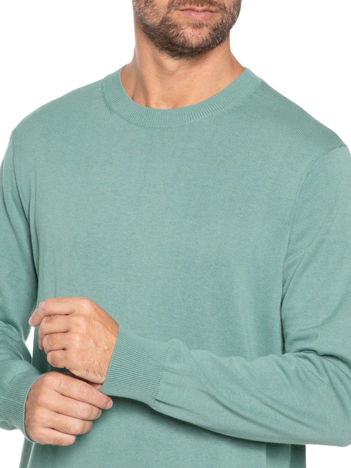 Suéter Masculino Gola Redonda Manga Longa Algodão Pima Com Cashmere Verde '2 Essential