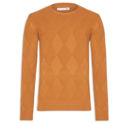 Suéter Masculino Gola Redonda Texturizada - Amarelo