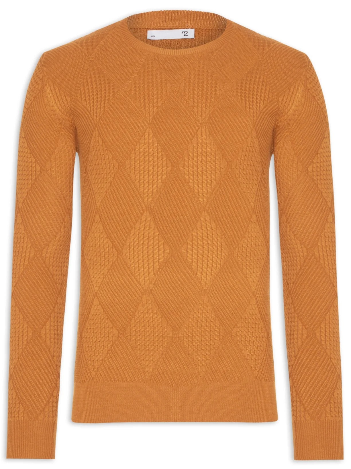 Suéter Masculino Gola Redonda Texturizada - Amarelo