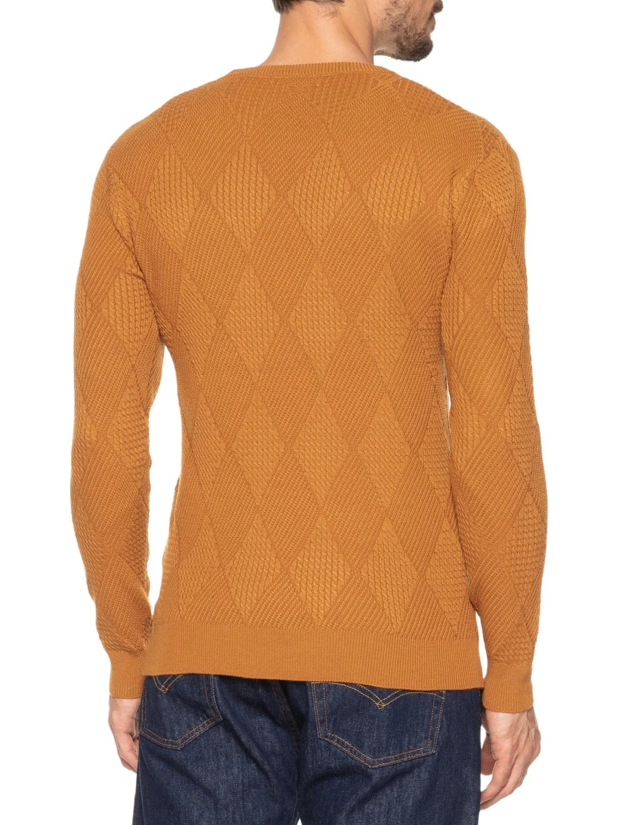 Suéter Masculino Gola Redonda Texturizada Amarelo '2 Essential