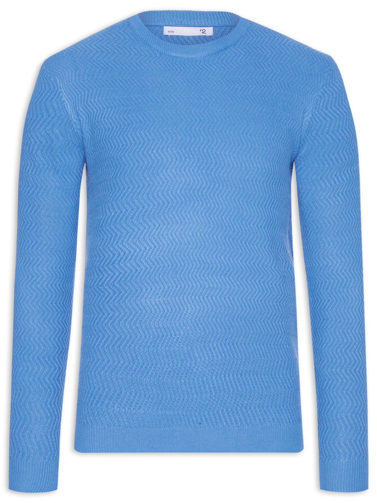 Suéter Masculino Gola Redonda Texturizada - Azul