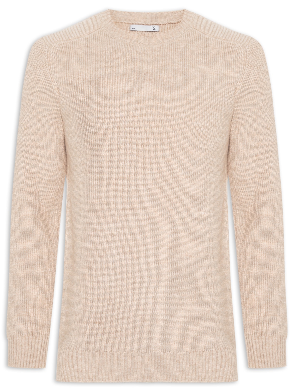 Suéter Masculino Gola Redonda Texturizada - Bege