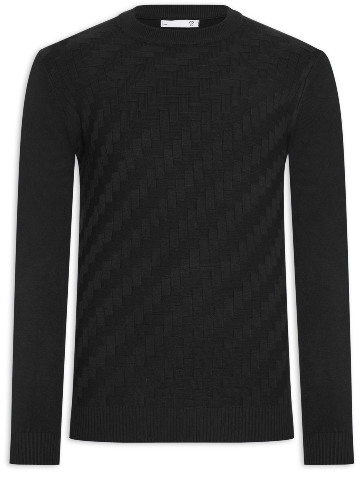 Suéter Masculino Gola Redonda Texturizada - Preto