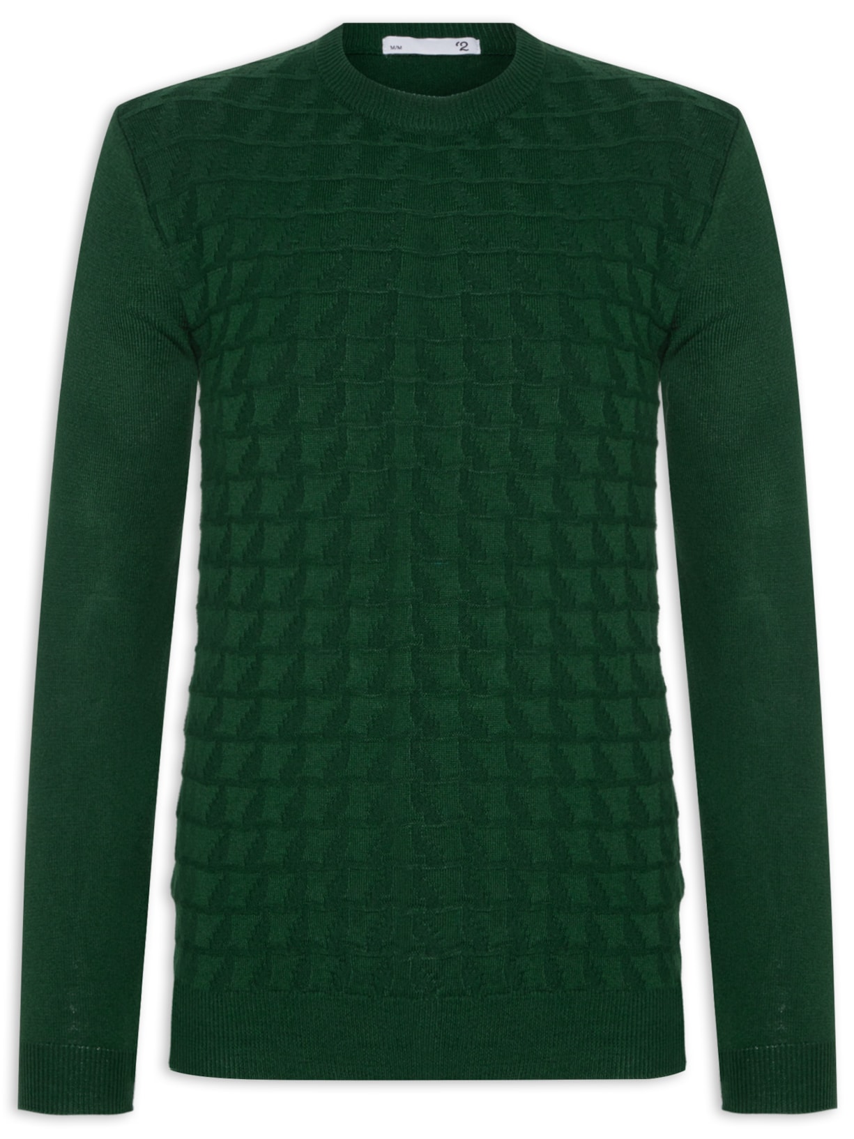 Suéter Masculino Gola Redonda Texturizada - Verde