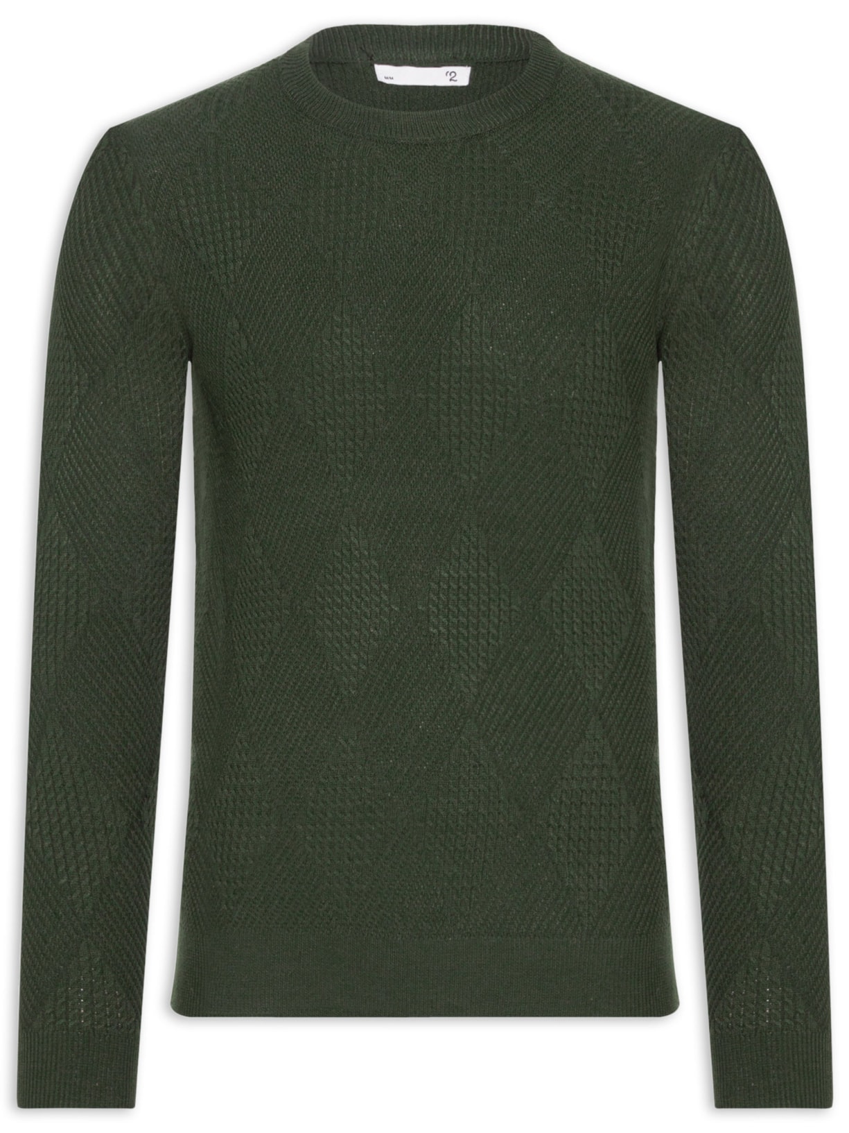 Suéter Masculino Gola Redonda Texturizada - Verde