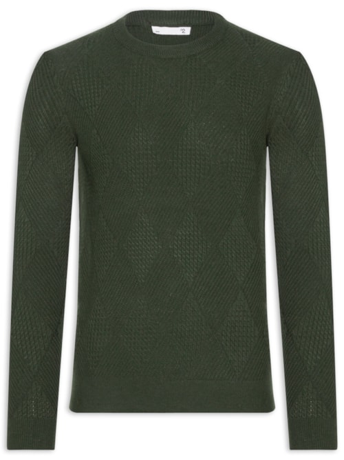 Suéter Masculino Gola Redonda Texturizada - Verde