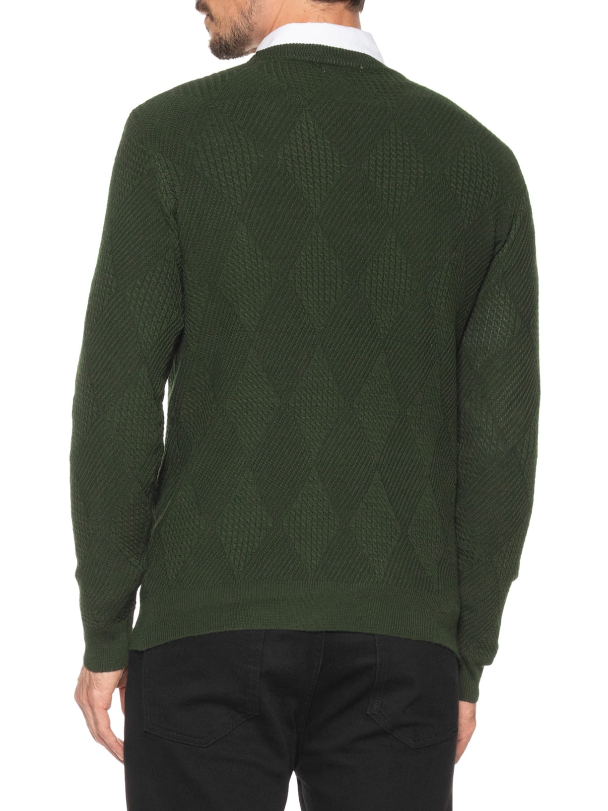 Suéter Masculino Gola Redonda Texturizada Verde '2 Essential