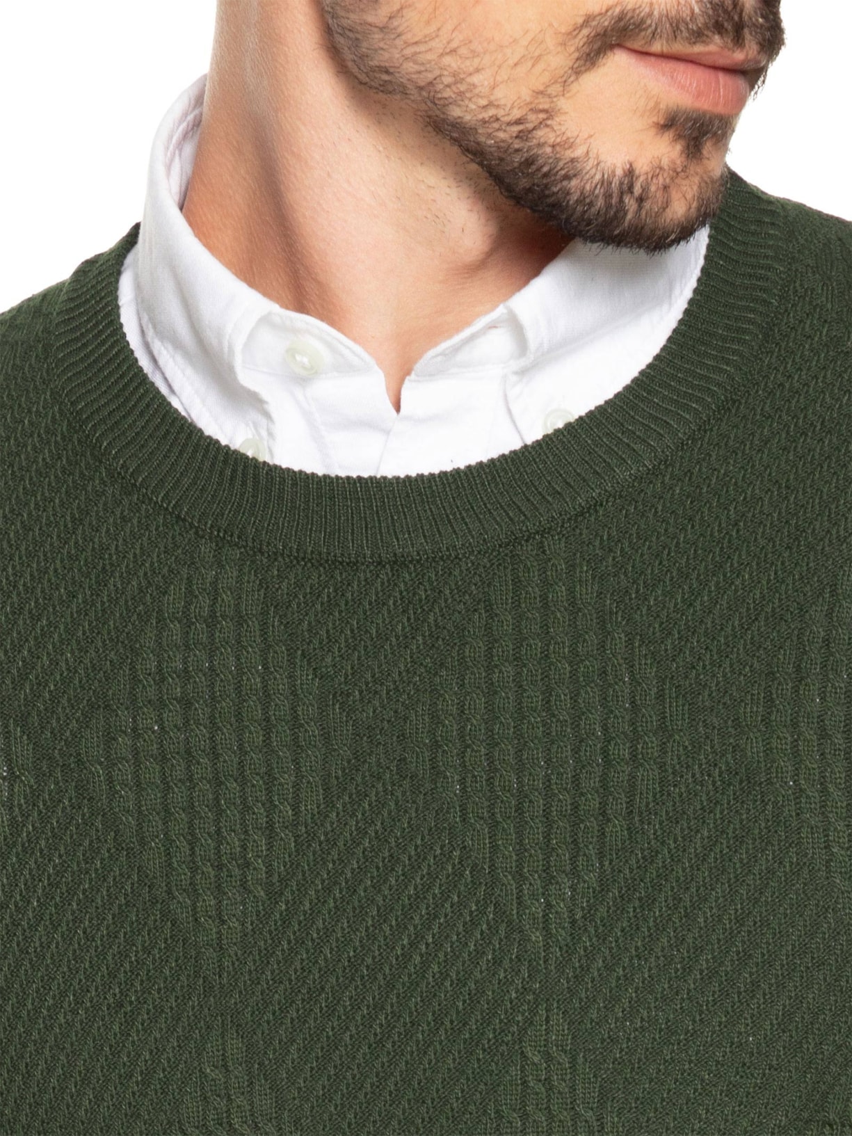 Suéter Masculino Gola Redonda Texturizada Verde '2 Essential