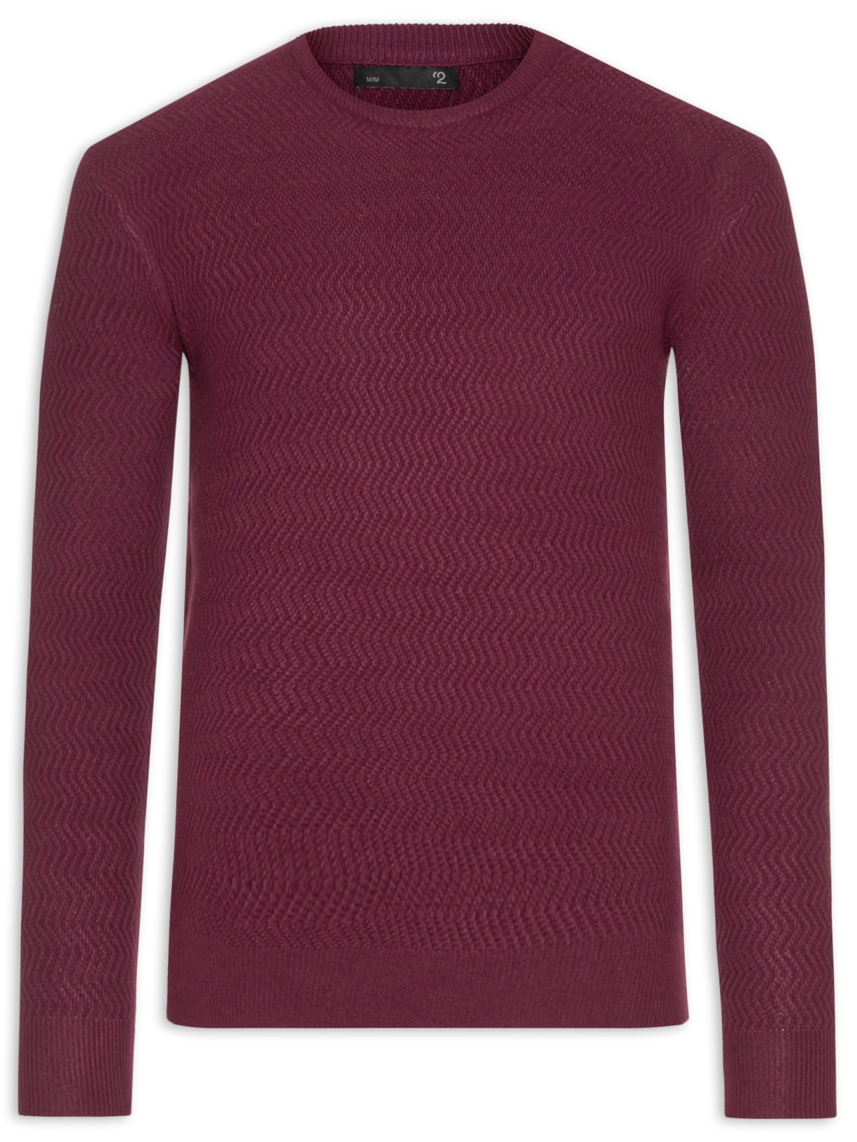 Suéter Masculino Gola Redonda Texturizada - Vinho