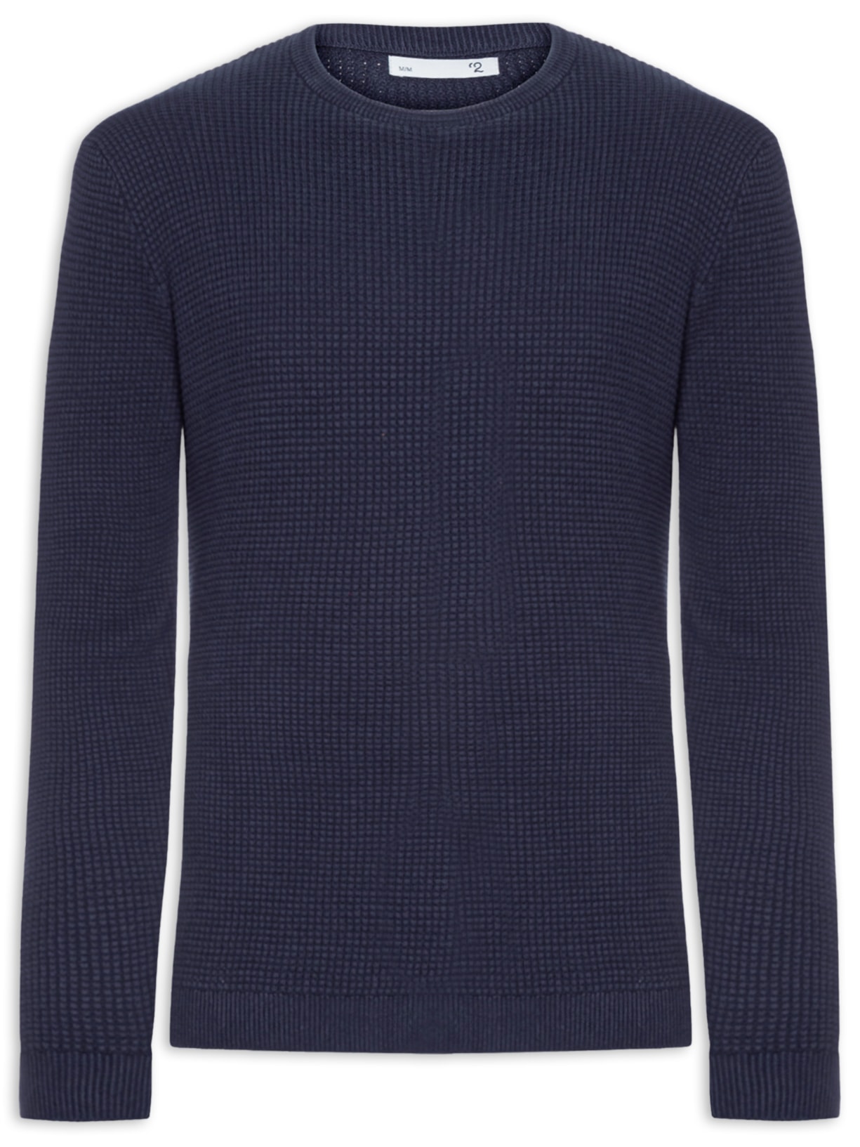 Suéter Masculino Gola Redonda Texturizado - Azul