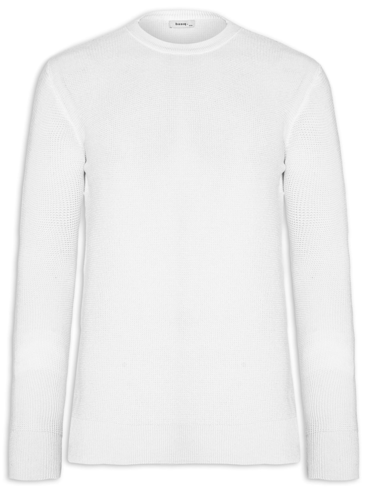Suéter Masculino Gola Redonda Texturizado - Branco