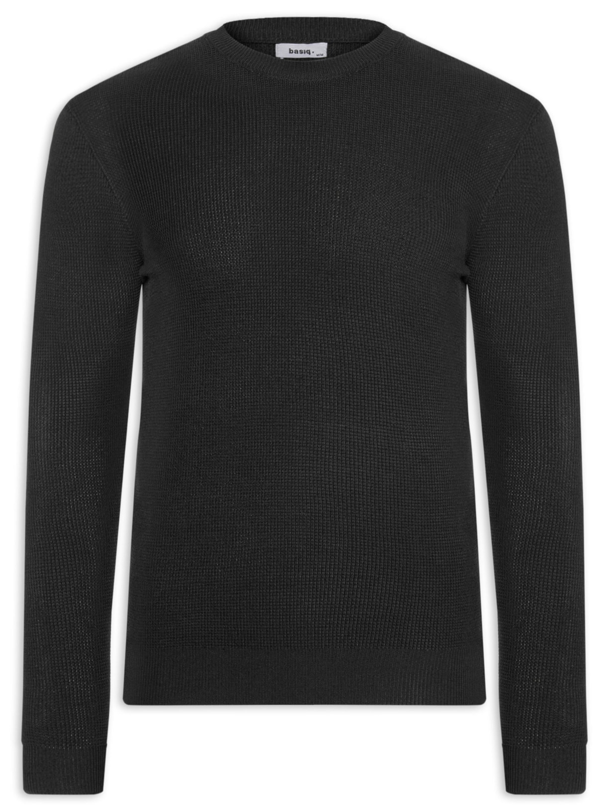 Suéter Masculino Gola Redonda Texturizado - Preto