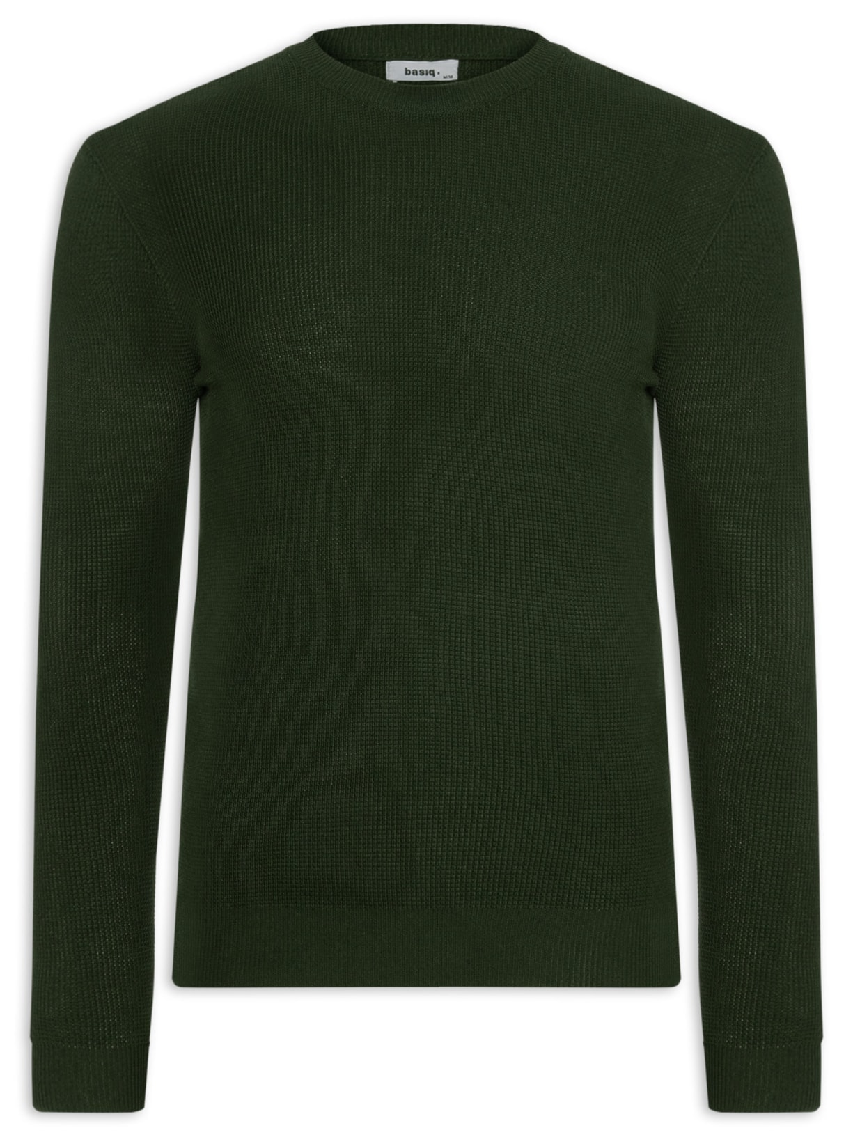 Suéter Masculino Gola Redonda Texturizado - Verde