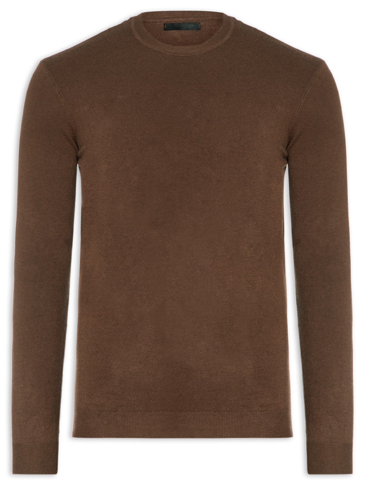 Suéter Masculino Gola Redonda Toque Macio - Marrom